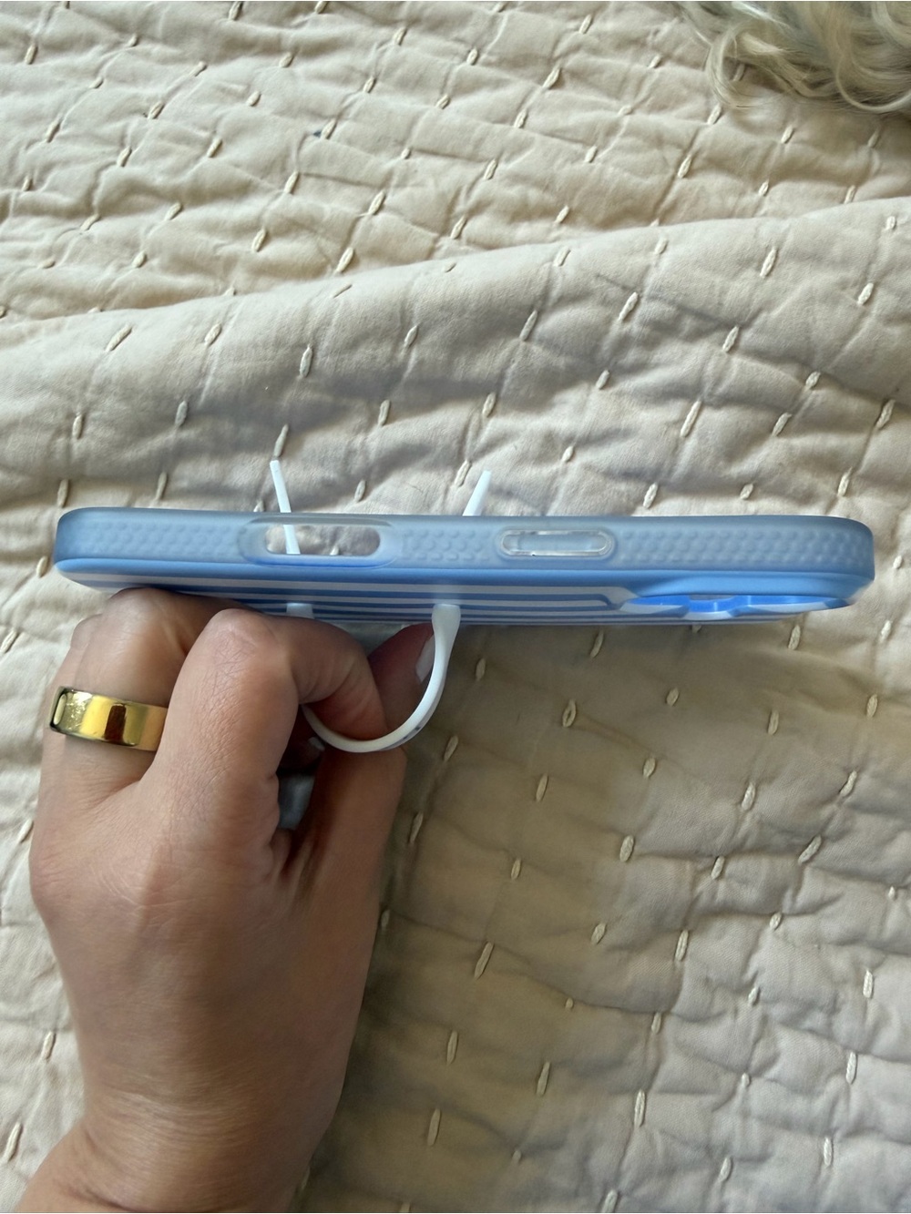 Loopy Case Light Blue & White Striped iPhone Case with Loop Grip - Picture 8 of 9
